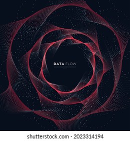 Evolution of data. Vector explosion motion dots lines background. Small particles strive out of center. vector illustration use for quantum technology, digital, science, music, communication.