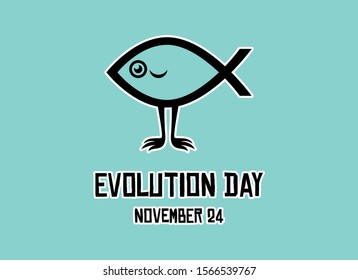 Evolution Day vector. Fish with legs icon. Darwin fish vector. Evolution Day Poster, November 24. Important day