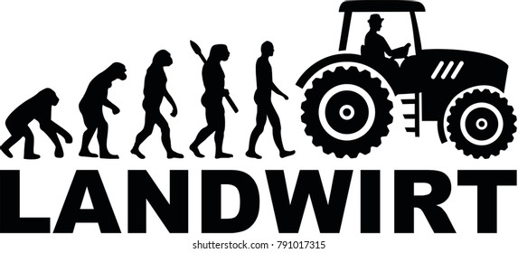 Evolution of a farmer with tractor german