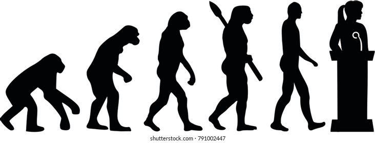 Evolution Of A Female Politician With Lectern 