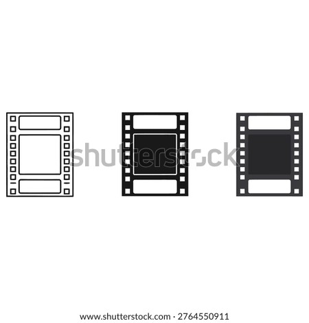 Evolution of film strip visual representation from blank to filled frames