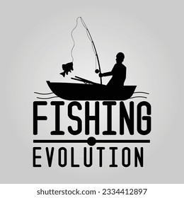 Evolution Of The Fisherman Great Illustration Of Depicting The Evolution Of A Male from Ape To Man To Fisherman Silhouette.