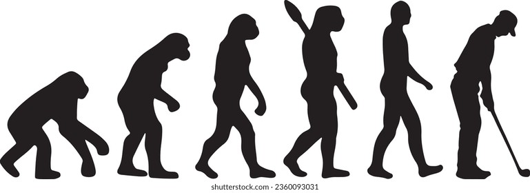 Evolution Golfer Silhouette Vector Graphic