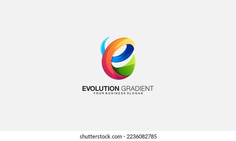 Evolution gradient Letter E logo design illustration vector icon