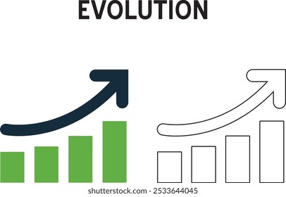 Ícone de crescimento da evolução ícones de vetor e contorno, Sólido, fundo branco