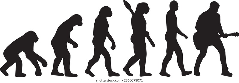 Evolution Guitarist Silhouette Vector Graphic