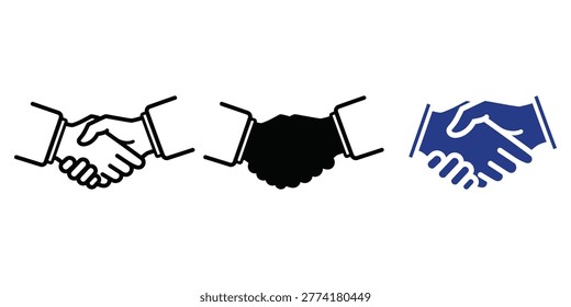Evolution of Handshake Representations Showing Different Styles and Symbolic Meanings in Visual Communication Vector Checkmark Icons