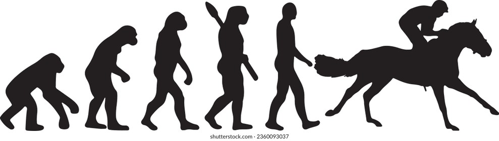 Evolution Horse Jockey Silhouette Vector Graphic