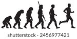 Evolution of the human from Darwin to the runner. Silhouettes with the different steps of evolution. vector illustration