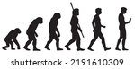 Evolution of the human to the mobile. Silhouettes with the different steps of evolution Darwin. vector illustration