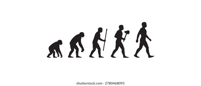 Evolution of human silhouette from primate to modern man.