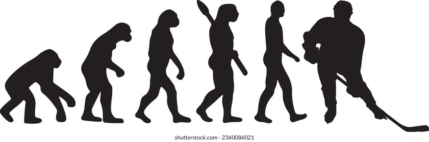 Evolution Ice Hockey Player Silhouette Vector Graphic