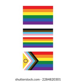 Evolución de la bandera LGBTQIA+.
Diseño de moda, Vectores para camisetas y aplicaciones interminables.