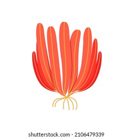 Evolution of life forms on Earth concept. Colorful sticker with ancient red algae. Marine flora. Mississippian period of Paleozoic Era. Cartoon flat vector illustration isolated on white background