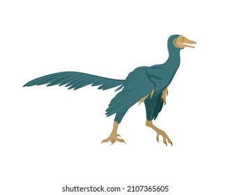 Evolution of life forms on Earth concept. Sticker with large ancient pterodactyl. Extinct animal or bird. Jurassic period of Mesozoic era. Cartoon flat vector illustration isolated on white background