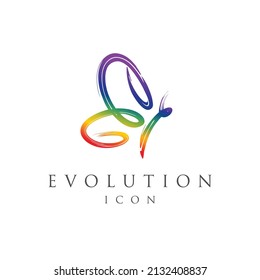 evolution logo with butterfly concept