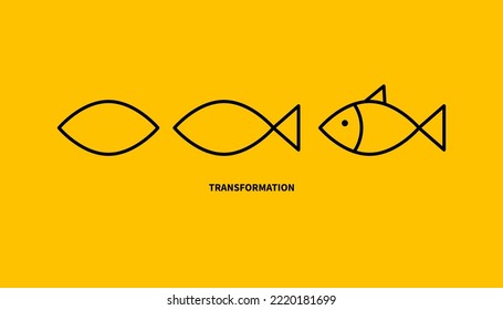 evolution logo, change metaphor, coaching sign, new life vector symbol, transform concept