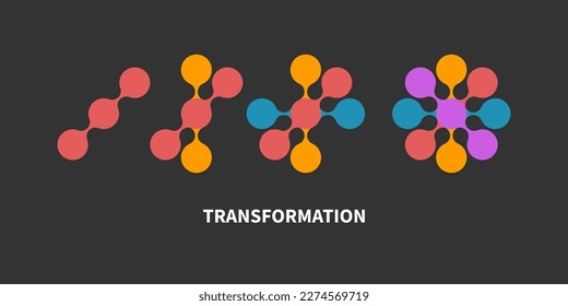 Evolution logo, change metaphor, coaching sign, new life vector symbol, transform concept