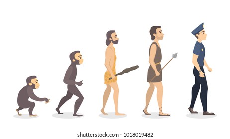 Evolution of man. From monkey to police officer.