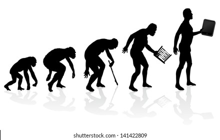 Evolution Of Man And Technology Silhouettes 