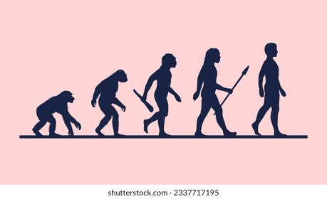 Evolution of man vector illustration - Human evolving from primate modern man