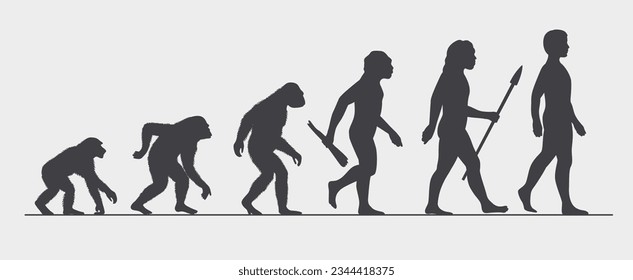 Evolution of man - Vector illustration of human evolving from primate to the modern man