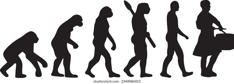 Evolution Marching Drummer Silhouette Vector Graphic