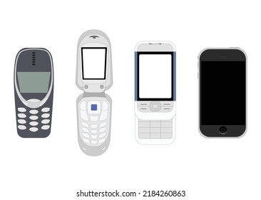 Evolution Mobile Phones Collection Icons Technology Stock Vector ...