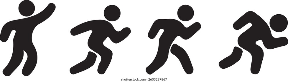 Evolution of Motion Stick Figure Running and Sprinting Progression – Perfect for Sports, Fitness, and Action Concepts