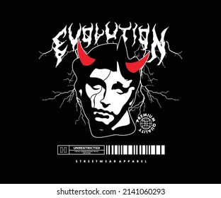 Evolution People to Devil t shirt design, vector graphic, typographic poster or tshirts street wear and Urban style