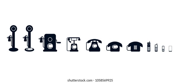 The evolution of the phone. Set of phone icons