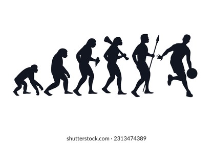 Evolution from primate to basketball player. Vector sportive creative illustration