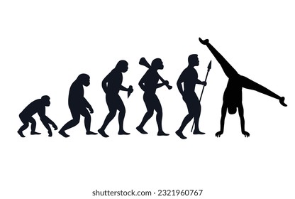 Evolution from primate to gymnast. Vector sportive creative illustration