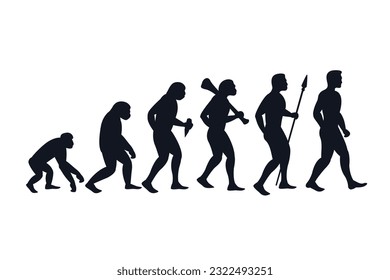 Evolution from primate to modern man. Vector creative illustration