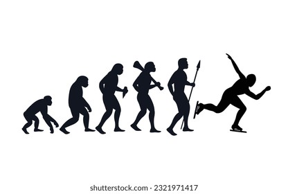 Evolution from primate to scating man. Vector sportive creative illustration