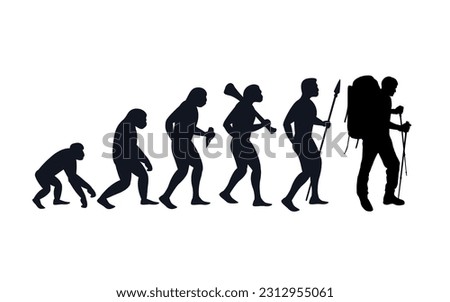 Evolution from primate to traveler. Vector sportive creative illustration