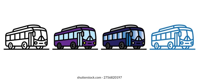 evolution of public transportation buses from vintage to modern design illustration