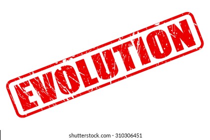 EVOLUTION red stamp text on white