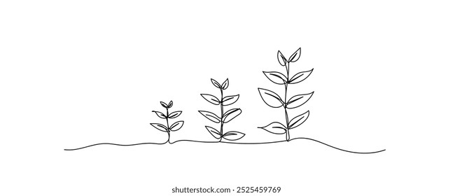 Evolución de la semilla al retoño. Fases de crecimiento de la planta de frijol renal, procesamiento de crecimiento de planta de línea única a partir de la ilustración de la semilla, Fases de crecimiento de la planta de frijol renal. Vector hecho a mano, no IA.