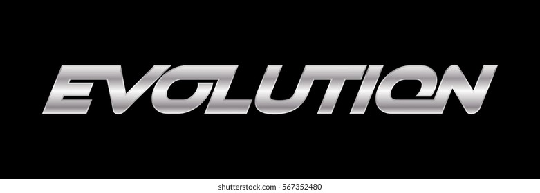 Evolution silver metallic text letter