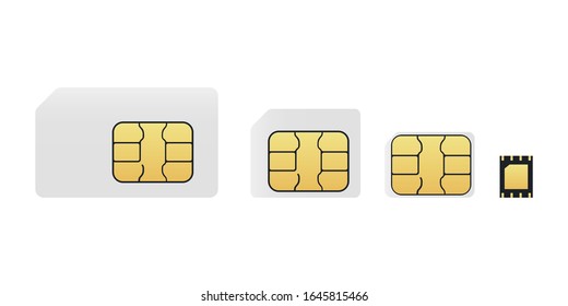 Evolution of SIM cards. From SIM card to eSIM vector illustration. New chip mobile cellular communication technology. New mobile technology 5G network.