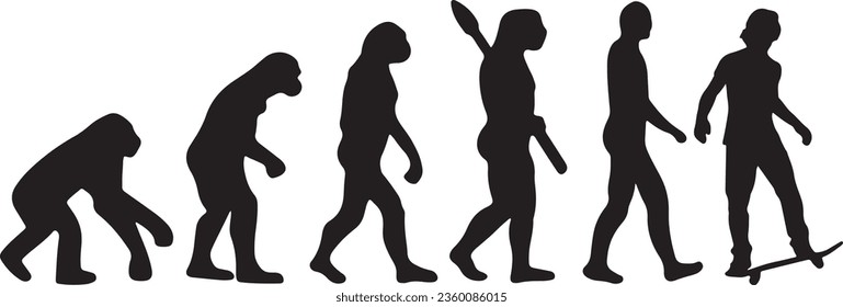 Evolution Skateboarding Silhouette Vector Graphic