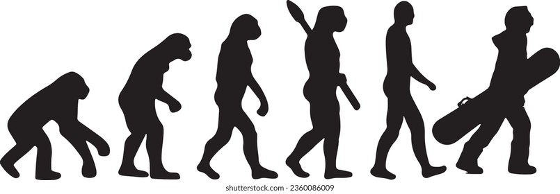 Evolution Snowboarder Silhouette Vector Graphic