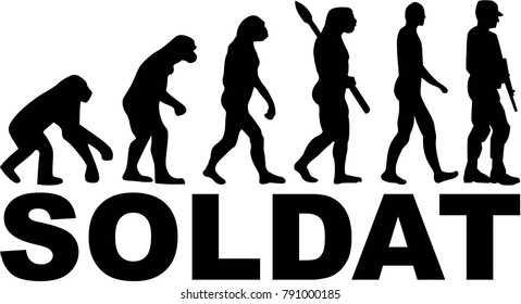 Evolution of a soldier with rifle and german job title