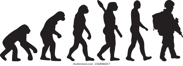 Evolution Solider Silhouette Vector Graphic