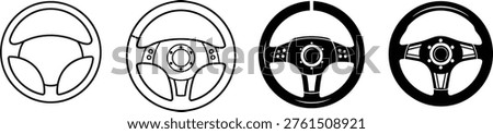 Evolution of steering wheels in automotive design from basic to advanced features Vector