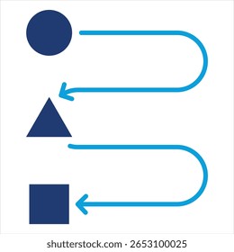 Estratégia de evolução ícone azul plano Ilustração de vetor