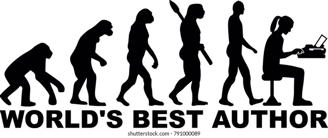 Evolution of worlds best female author with typewriter