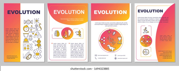 Evolutionary process brochure template. Natural selection, adaptation. Flyer, booklet, leaflet print, cover design with linear icons. Vector layouts for magazines, annual reports, advertising posters