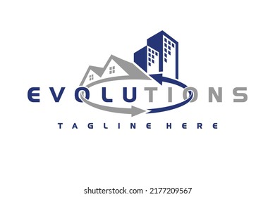 Evolutions real estate logo, building logo design